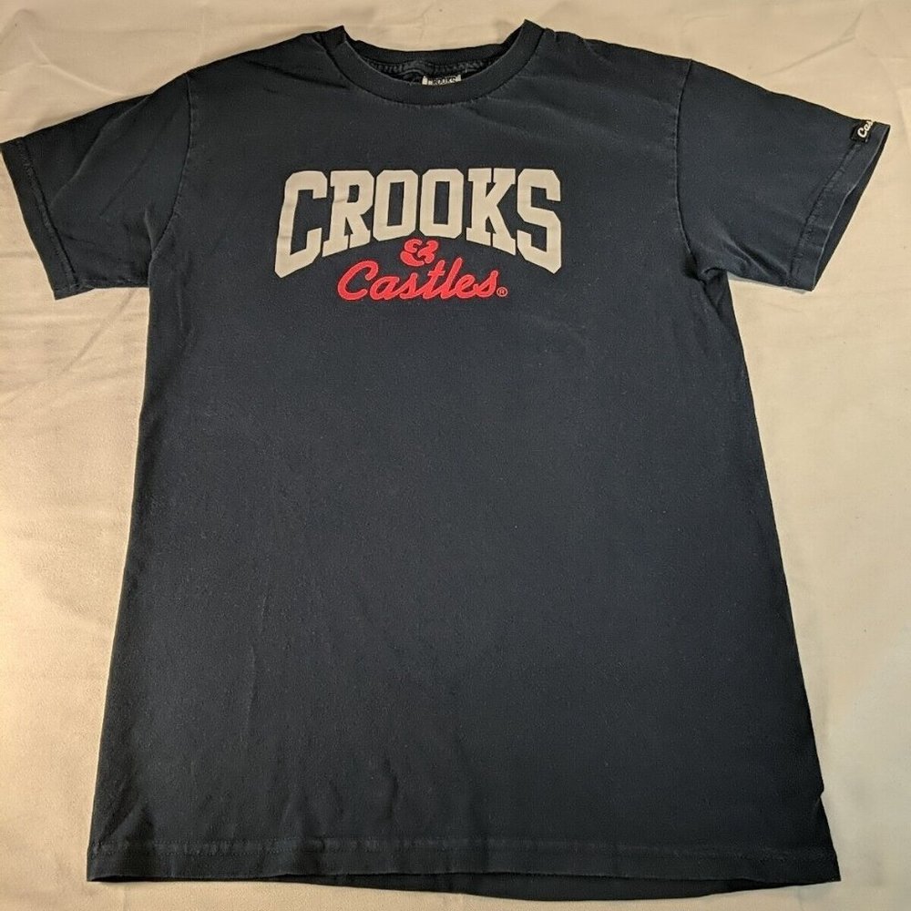 Crooks and Castles & T-shirt top Navy Blue 100% Cotton Graphic Tee Small S Men's